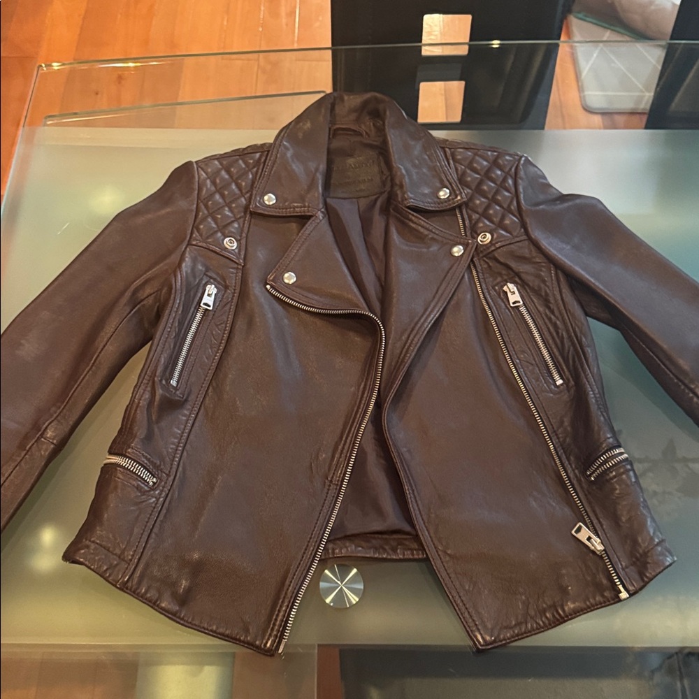 All Saints Burgundy Leather Jacket